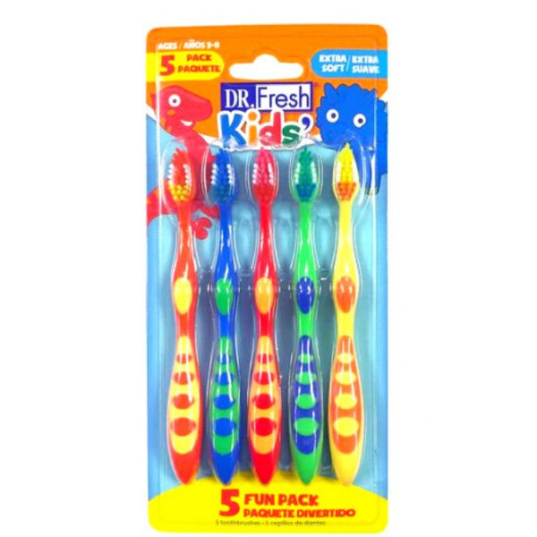 Dr Fresh Kids Toothbrushes Extra Soft x5 Blue Mountain Water