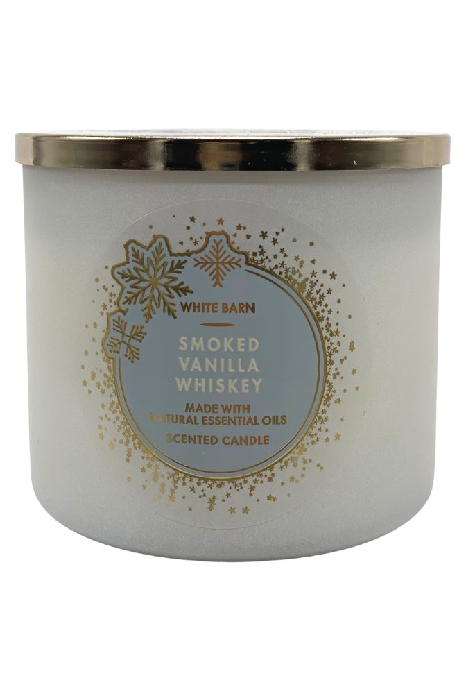 Smoked Vanilla Whiskey Scented 3 Wick Candle Blue Mountain Water