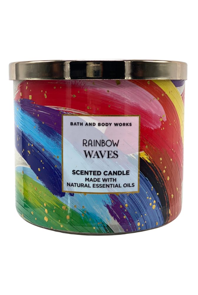 Rainbow Waves Scented 3 Wick Candle Blue Mountain Water
